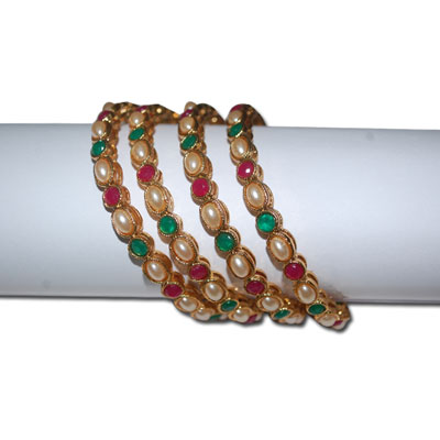 "Stone Bangles - MGR-1210 ( 4 Bangles) - Click here to View more details about this Product